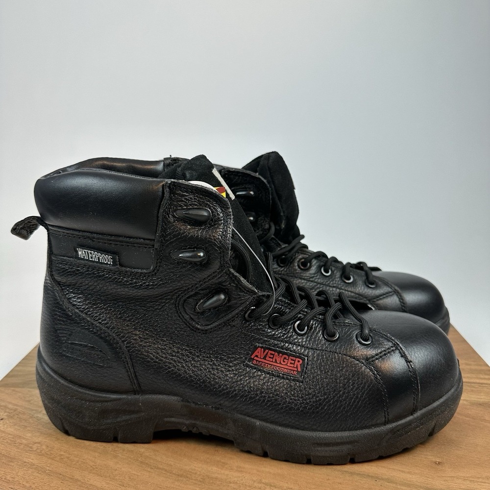 New Mens Avenger Waterproof Leather Black Safety Toe Work Boots Shoes  Sz 11.5 M